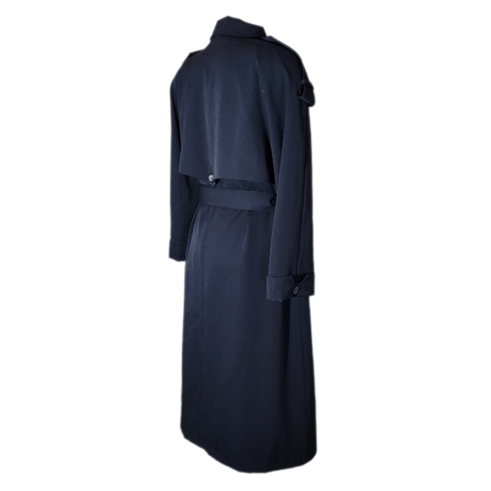 Evan-Picone Coat Double Breasted 100% Wool Trench Black Size L - Picture 12 of 16